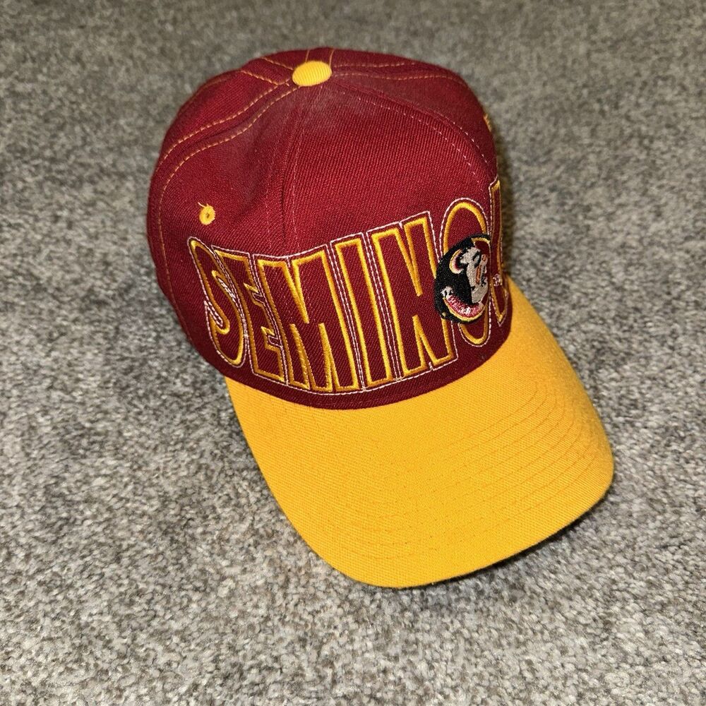 Vtg Florida State Seminoles Starter Hat StarFit Stretch Fitted 90s Blockhead FSU
